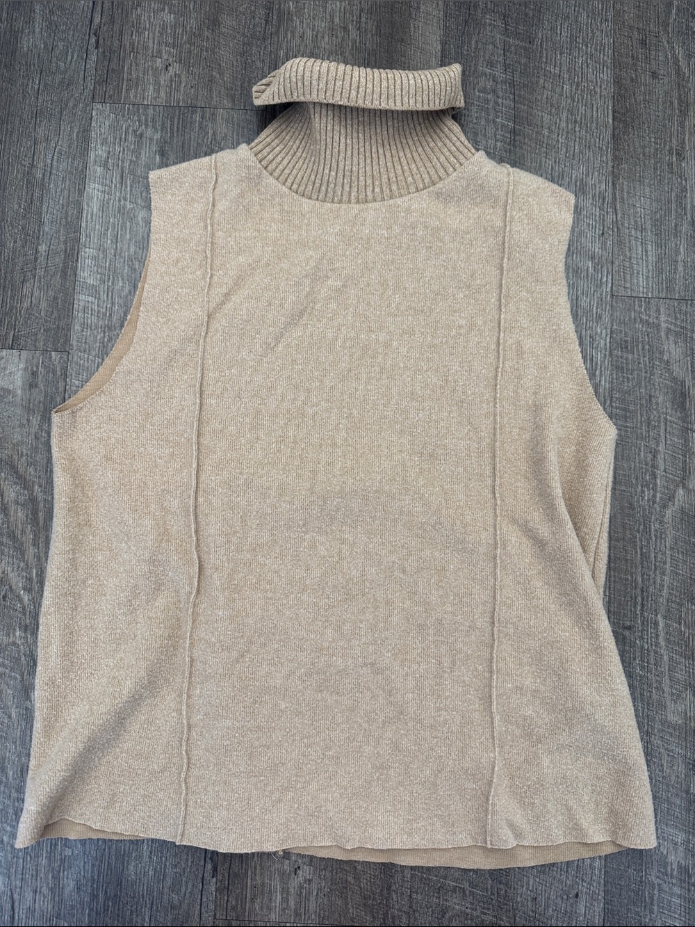 Zara Ribbed Sleeveless Turtleneck in Camel